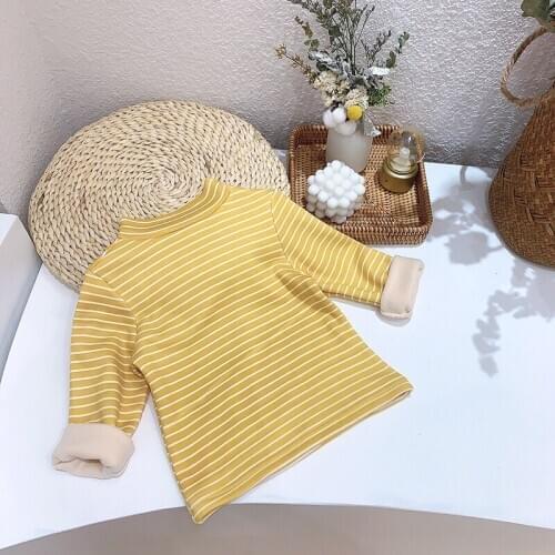 Toddler Kids Sweater T-shirt Warm Soft 2020 Winter Childrens Tops for Boys Girls Striped Clothing Pullover Long Sleeve Outwears