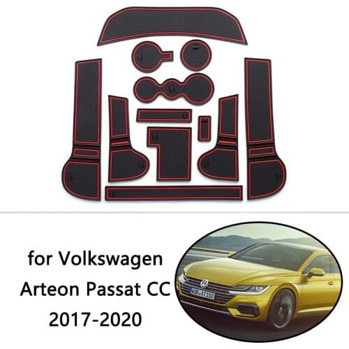 For VW Volkswagen Arteon 2017 2018 2019 2020 Rubber Anti-slip Mat Door Groove Cup Pad Phone Cushion Gate Coaster Car Accessories