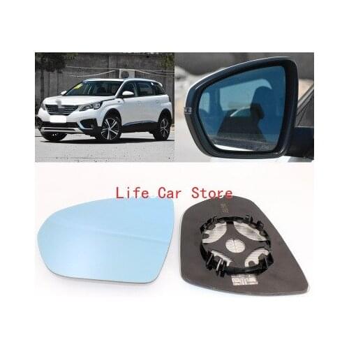 For Peugeot 5008 large field vision blue mirror car rearview mirror heating modified wide-angle reversing lens