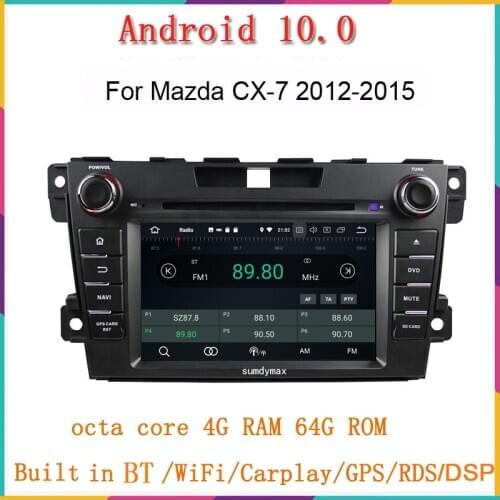 2Din Steering Wheel Android 10.0 Fit Mazda CX7 CX 7 Car DVD Player 8Core 4G+64G GPS Navigation Touch Screen WiFi OBD2