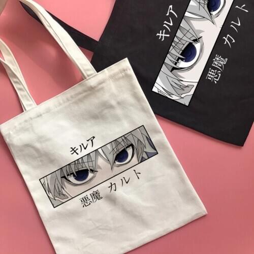 Hunter X Hunter Kurapika Canvas Bag Cartoon Print Japanese Large Capacity Fashion College Vintage Shoulder Bags Shopping Bag