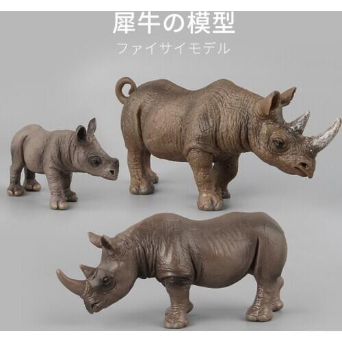 Simulated Wildlife Model Rhino Figure Toy Collector Decor Kid Educational Animal Toys Decoration Jouet Garcon Child Gift BK50SB