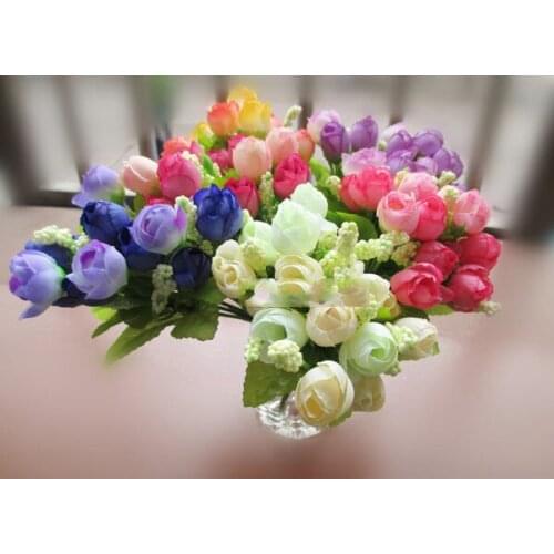 Artificial flowers head lovely beautiful rosebud decoration simulation silk single bunch flowers