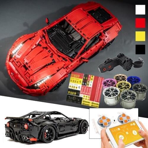 KEJI 2020 New MOC-41271 F12 Super Sports Car RC Remote Control Race Car Kits Blocks Bricks Toys Boy Christmas Gift
