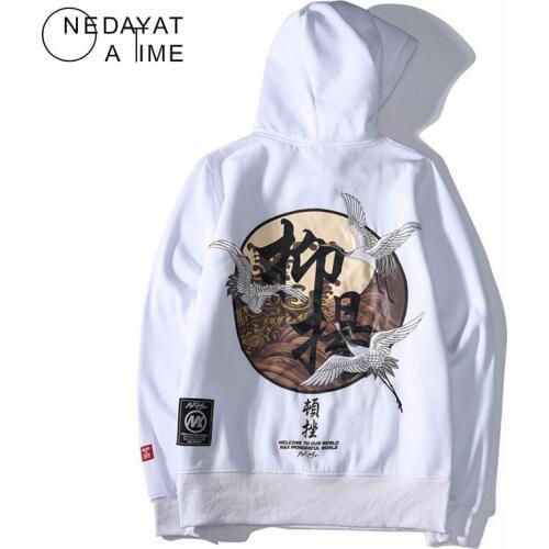 Chinese Style Bird Embroidery Hoodies Men Fashion Print Hip Hop Sweatshirts High Quality Cotton Autumn Clothing Harajuku Men Top