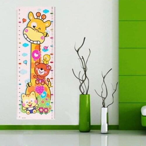 Cute Giraffe Children Height Measure Ruler Wall Stickers Eco-friendly PVC Cartoon Animals Kids Height Measure Ruler Wall Sticker