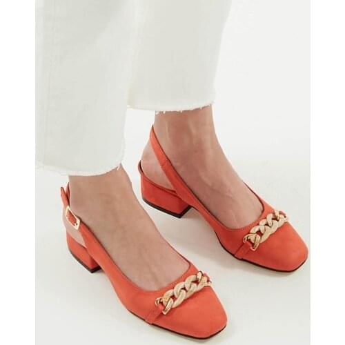 Mio Gusto Brand MONICA, Orange / Black / Blue/Powder, 3Cm Low Heel, fine Quality Women 's Shoes Pumps