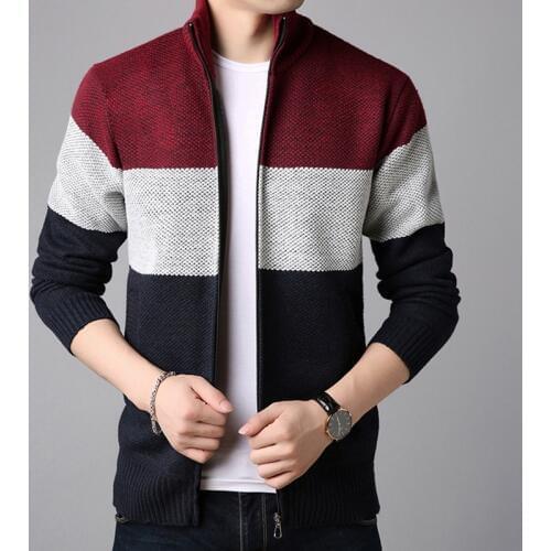 MenS New Trend Sweater Large Size Zipper Cardigan Sweater Youth Casual Autumn And Winter Plus Velvet Thick Sweater KK3002