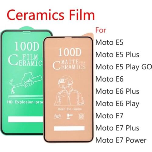 50Pcs\Lot 100D Full Cover Soft Ceramic Tempered Glass For Motorola Moto E5 E6 E7 Power Plus Play Go Screen Protector Film