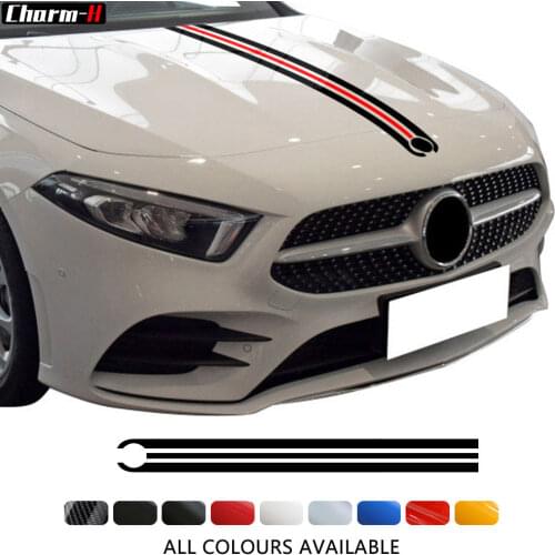 Bonnet Stripes Hood Decal Engine Cover Stickers for Mercedes Benz A C GLA GLC CLA 45 AMG W176 C117 W204 W205 W203 C63 W212 W211