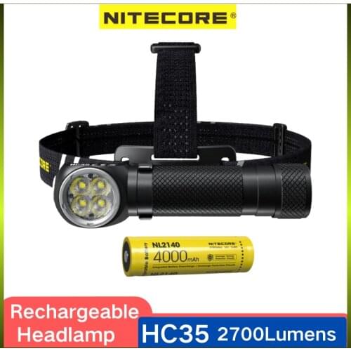 NITECORE HC35 Headlight 2700 Lumens Utilizes 4 x CREE XP-G3 S3 LED Rechargeable Super Bright with 4000mAh Battery Led Headlamp