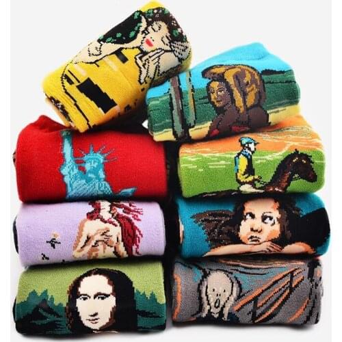 Socks Starry Night Autumn and Winter Retro Womens Socks Personality Art Van Gogh Mural World Famous Paintings Mens Socks