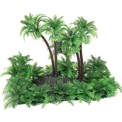 New 3.9 inch Height Artificial Coconut Palm Plant for Aquarium Fish Tank Green