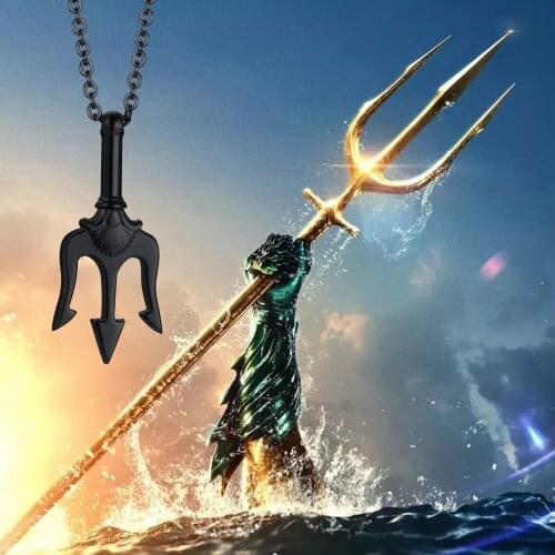 Necklace Men, Stainless Steel Trident Pendant for Men Women Jewelry