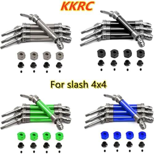 1set CVD Front Rear Drive Shaft Metal Transmission Axle for Traxxas Slash 4X4 1/10 RC Car