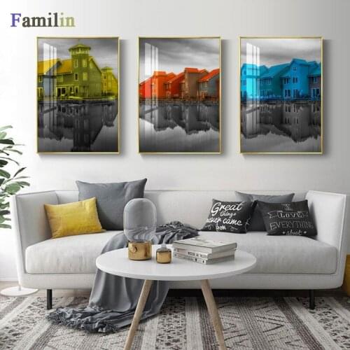 Scandinavian Poster Nordic Architecture House Wall Art Canvas Print Painting Decorative Picture Modern Living Room Decoration