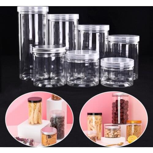 1PC Plastic Jar With Lid Transparent Container Empty Cosmetic Cream Powder Jar Vanity Box Food Sealed Packaging Cans