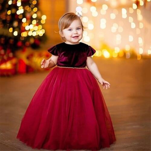 1-5T Christmas Kids Clothing Baby Girl Princess Dress Flower Elegant XMAS Party Wedding Bridesmaid Dress Cute Formal Vestidos