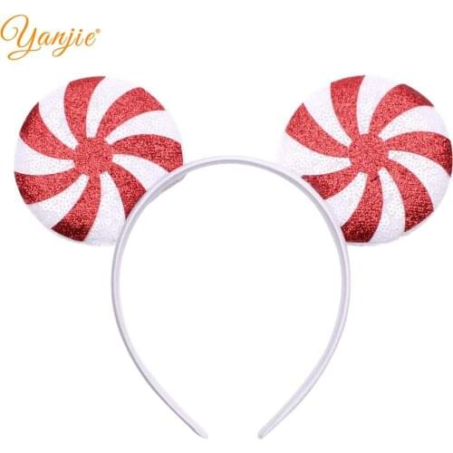 10pcs/lot Fashion Sequins Mouse Ears Headband Glittle DIY Girls Hair Accessories For Women Lolipop Party Accesorios Mujer