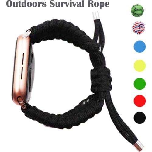 Outdoors Survival Rope Strap for Apple Watch 5 4 Band 44 Mm 40mm 42mm 38mm for IWatch Bracelet Series 5 4 3 44mm Stretchable