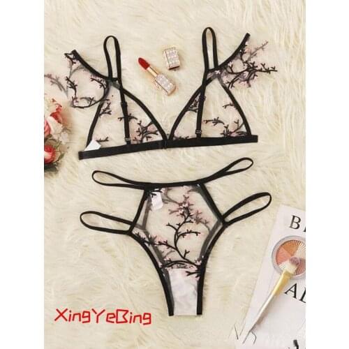 Sexy Underwear Erotic Cup Bra Lace Underwear For Women Printed See-Through Underwear Breathable Comfortable Bra