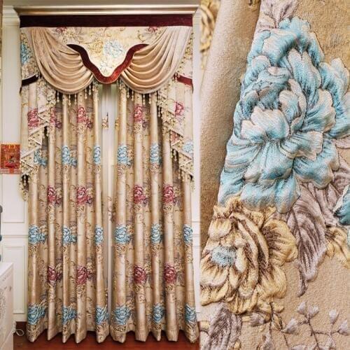 Modern luxury 4D jacquard embossed blackout decorative curtains for living room royal villa classic curtains for bedroom hotel