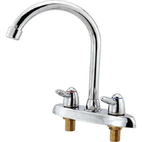 Modern Swivel Bathroom Kitchen Faucet Chrome Two Handle Hot Cold Sink Mixer Tap Sprayer
