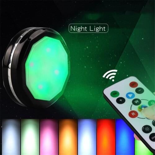 USB Recharged Round Led Cabinet Light RGB Color Changing Remote Controller DC5V Closet Stairs Bedroom Atmosphere Lighting