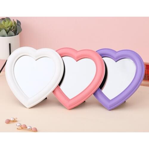 Heart-shaped Mirror Desktop Makeup Mirror Decorative Glass Lens Wall Mounted Mirror Beauty Makeup Tools Desk Makeup Mirror