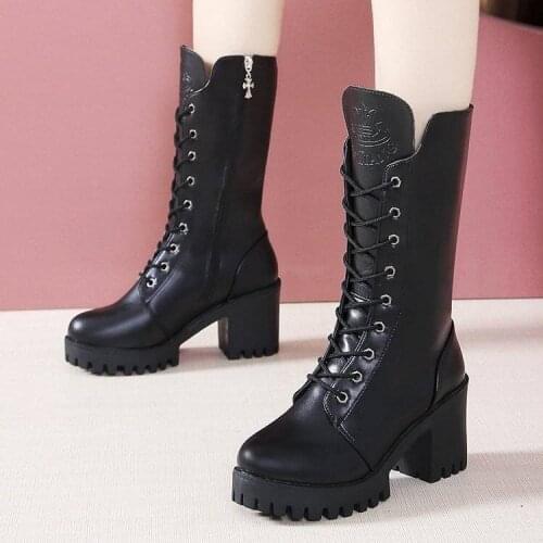 Womens Boots High Top 2021 Chunky Platform Pu Over-the-Knee High Boots Women Retro Punk Increasing Long Shoes Womanw45
