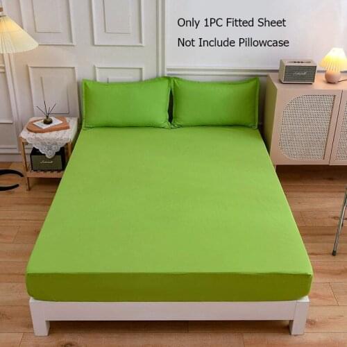 1Pc Polyester Solid Color Fitted Sheet Bed Mattress Cover Four Corners And Elastic Band Bed Sheets Home Decor (no pillowcases)