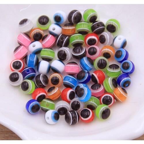 100PCS 9 Color 4mm Round Spacer Beads Evil Eye Beads Stripe Resin Spacer Beads For Jewelry Making DIY Bracelet Necklace Charms