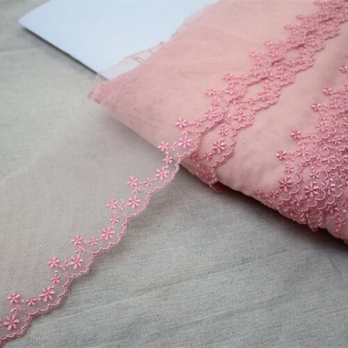 `10cm 3.94"-3yards/lot DIY Craft Pink Embroidery Lace Trim,Pink Mesh Lace Trim ,Lovely Lace