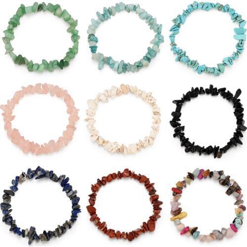 2019 Fshion Lady Bead Bracelet Bangle Natural Colorful Crystal Stone Elastic String Design for Women Charm Jewelry Bracelet