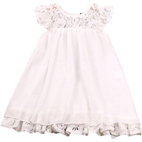 2021 New Fashion Child Girl Casual Clothing Kids Birthday Party Costume Flying Sleeve Summer Dress For Children 1-6 Years