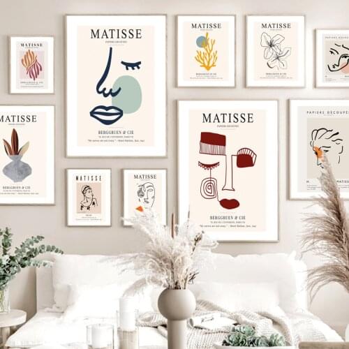 Abstract Wall Art Canvas Painting Matisse Sun Plant Woman Line Flower Nordic Posters And Prints Decor Pictures For Living Room