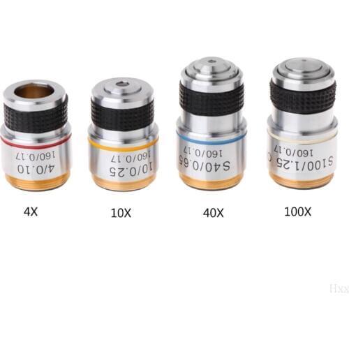 4X 10X 40X 100X Achromatic Objective Lens for Biological Microscope 185 Hxx