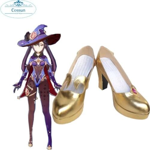Genshin Impact Mona Cosplay Shoes Boots Halloween Carnival Cosplay Costume Accessories High heels shoes PU