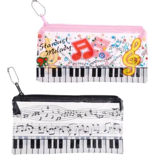Music Note Piano Keyboard Pencil Case Plastic Transparent Pen Bag Student Gift