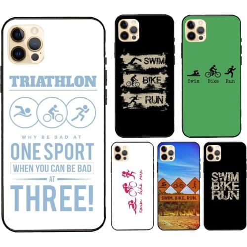 Swim Bike Run Triathlon Case For iPhone 11 Pro Max 12 mini Coque For iPhone XR X XS Max SE 2020 6S 7 8 Plus