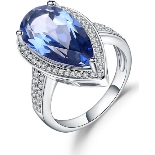 Gems Ballet 7.89Ct Natural Iolite Blue Mystic Quartz Ring 925 Sterling Silver Gemstone Classic Rings For Woman Fine Jewelry