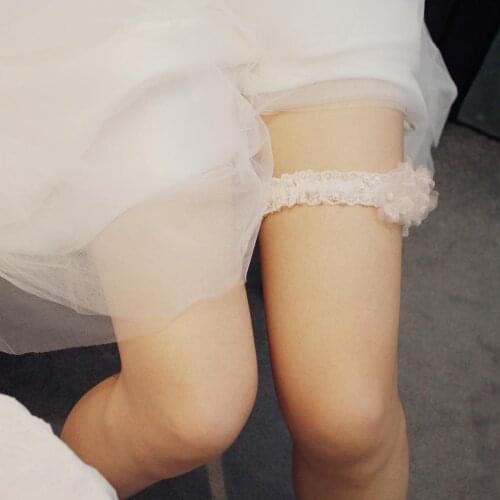 Elegant Lace Pearls Leg Garter Elastic Flower Leg Band Leg Garters For Women