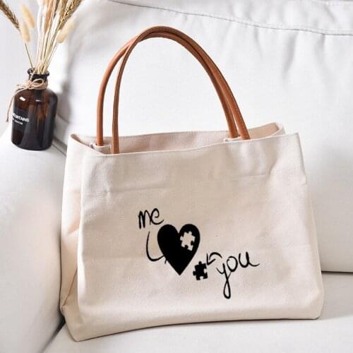 Me Love You Printed Canvas Tote Bag Handbag Work Bag Shopping Bag Gift Women Lady Beach Bag Dropshipping