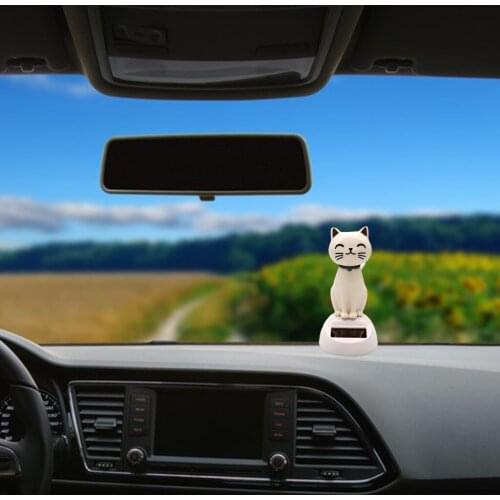Solar Power Lovely Shaking Head Little Cat Desk Table Top Home Car Interior Decoration Bobblehead Doll Trinket Birthday Gift