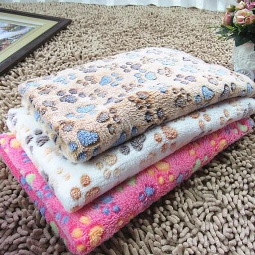 Fashion Cute Dog Cat Pet Puppy Kitten Dog Cat Warm Sleeping Mats Paw Print Fleece Blanket Mat Carpet Towel Sofa Cushion Home