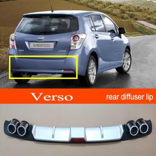 Verso ABS Plastic Silver / Black Car Rear Bumper Rear Diffuser Spoiler Lip for TOYOTA Verso Hatchback
