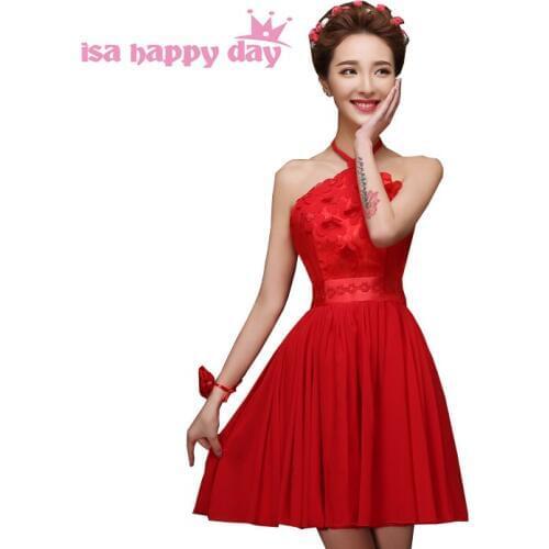 New bride short red special occasion teens lace up prom dresses summer 2020 fashion ball dress sleeveless quality H4235