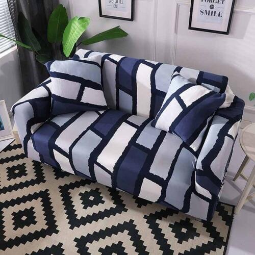 New Arrivals Blue Plaid Sofa Covers For Living Room All-inclusive Elastic Corner Cover Sectional Universal Stretch Couch Cover