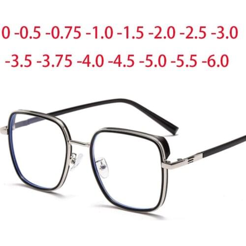 Fashion Women Ultralight Transparent Glasses Frame Square Plastic Spectacles Eyewear Prescription -0.5 -0.75 -1.0 -2.0 To -6.0