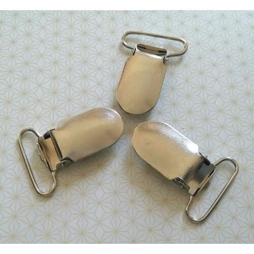 Wholesale 420 pcs/lo 25mm Lead Free Metal Suspender Paci Pacifier Ribbon Clips Hook Holder garter clip with Plastic Insert